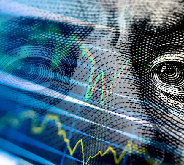 Dollar note and charts