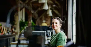 a girl sitting in office