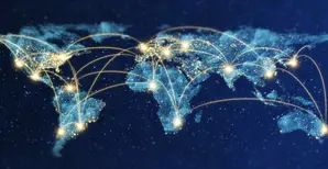 connecting with each other on a world map
