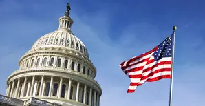 american flag with US capitol