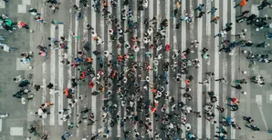 Crowd People Walking Road