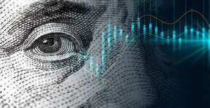 Cash dollar bill and design with waves and bars background