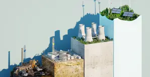 Diverses formes de sources d'énergie, y compris la combustion, l'énergie nucléaire, l'énergie solaire et l'énergie éolienne