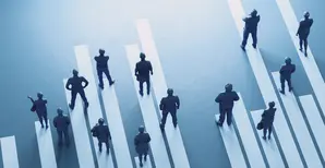 Group of people at different starting positions
