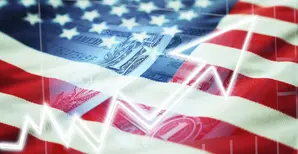 usa flag with rising graphic