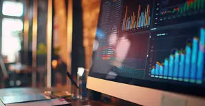 Ordinateur avec des statistiques financières