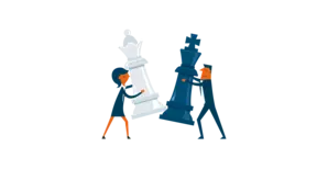 Un homme et une femme portant un roi et une reine d'échecs
