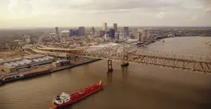 Cargo Ship on Mississippi River in New Orleans