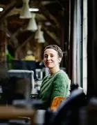 a girl sitting in office