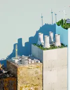 Diverses formes de sources d'énergie, y compris la combustion, l'énergie nucléaire, l'énergie solaire et l'énergie éolienne