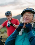 retired couple cycling 
