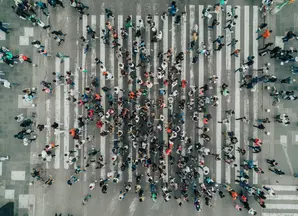 Crowded pedestrian crossing