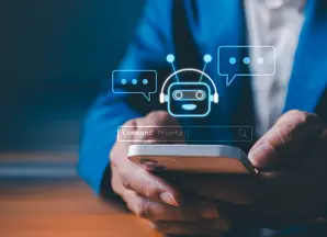 person using ai chat bot on a mobile