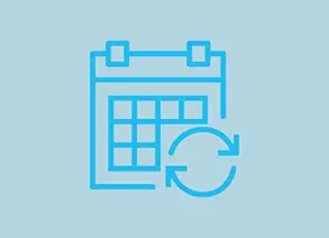 icona con un calendario e frecce circolari 