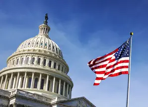 american flag with US capitol