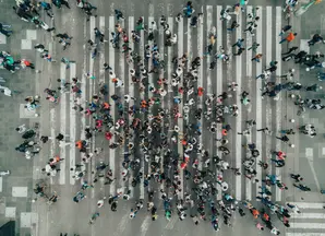 Crowd People Walking Road