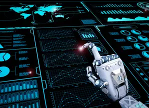 Une main robotique appuie sur un bouton