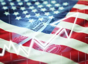 usa flag with rising graphic
