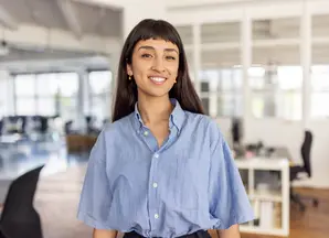 woman looking at camera and smiling