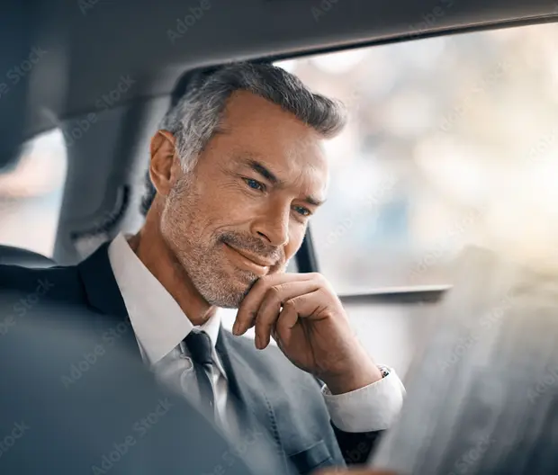 Man reading financial newspaper