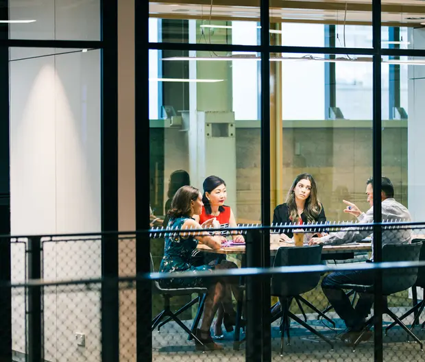 Group discussion in meeting room