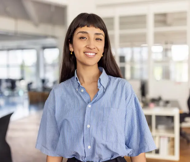 woman looking at camera and smiling