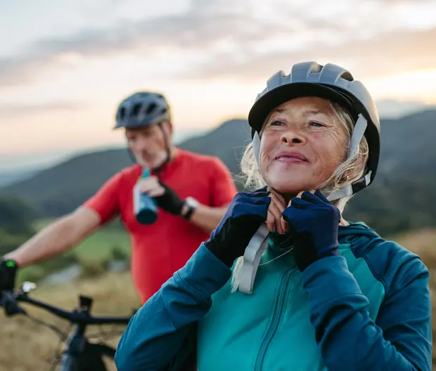 retired couple cycling 