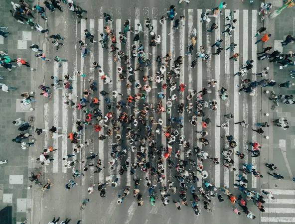 Crowded pedestrian crossing