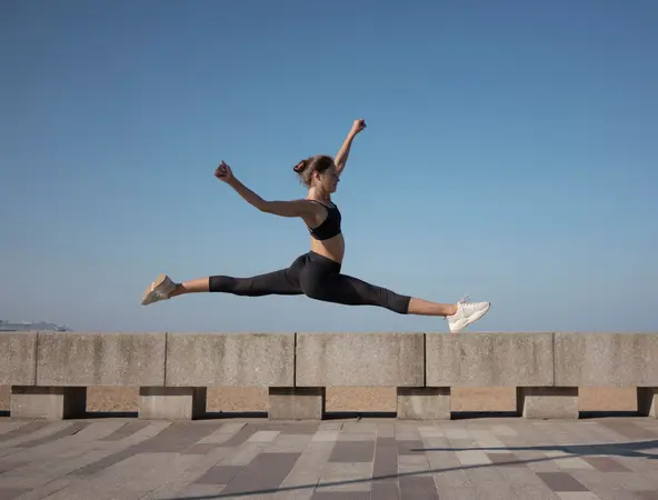 Woman leaping athletically