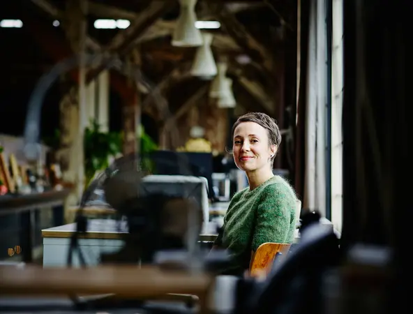 a girl sitting in office