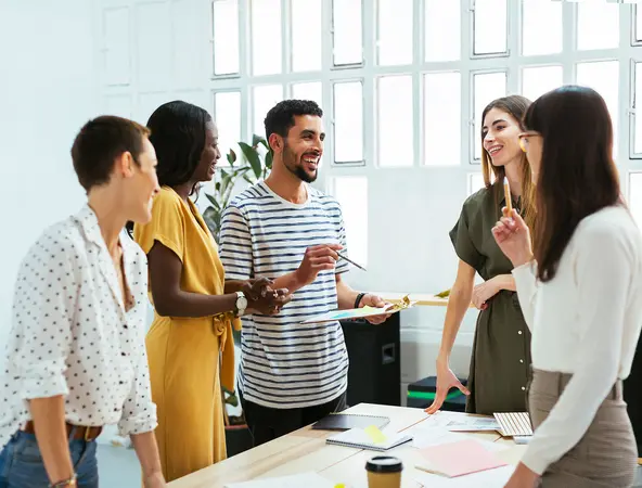 people talking at office