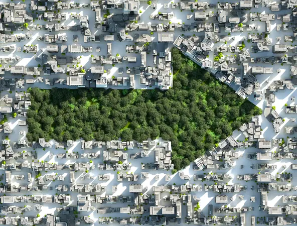 Une flèche en arbres dans une ville