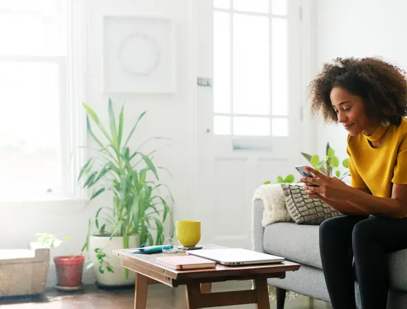 First Step Investments Women Couch Phone