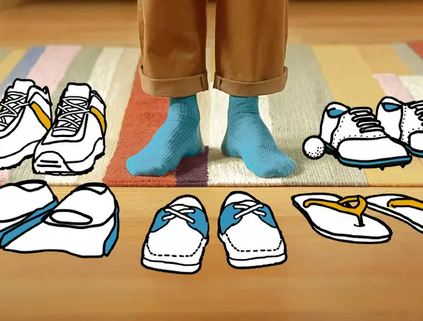Choisir une paire de chaussures parmi cinq autres