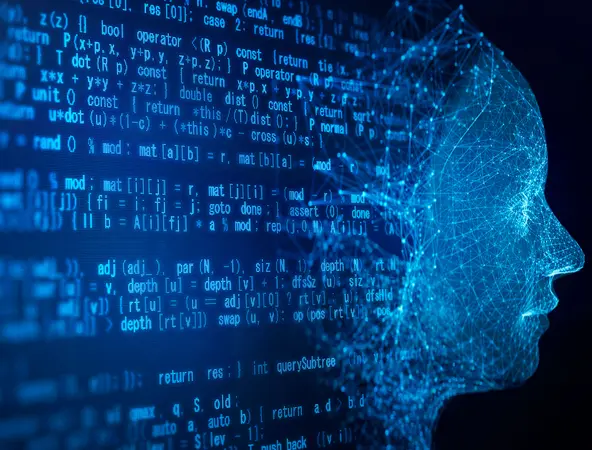 Du code qui se transforme en tête humaine