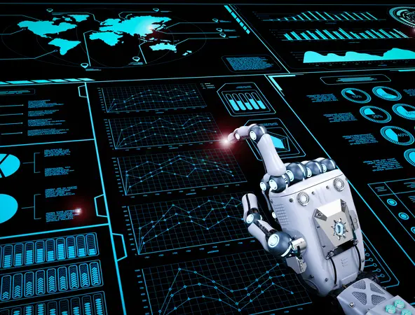 Une main robotique appuie sur un bouton