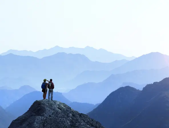 couple hiking in the mountain