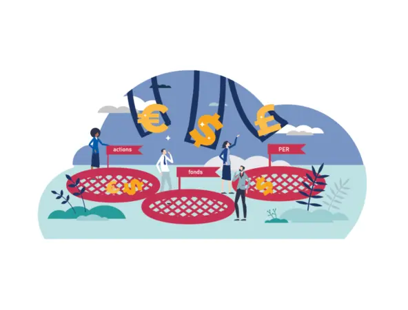 Trois paniers avec des dollars, pounds, et euros