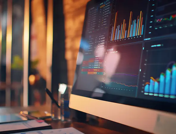 Ordinateur avec des statistiques financières