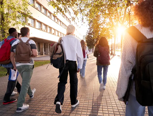 Des étudiants marchent dans la rue