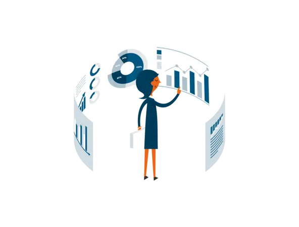 Une femme analyse des statistiques financières