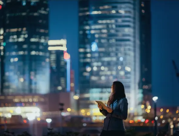 Young businesswoman using digital tablet