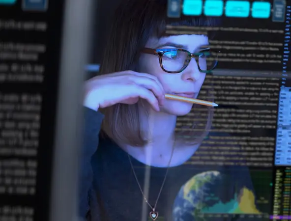 ragazza davanti a schermo computer riflessi codice html