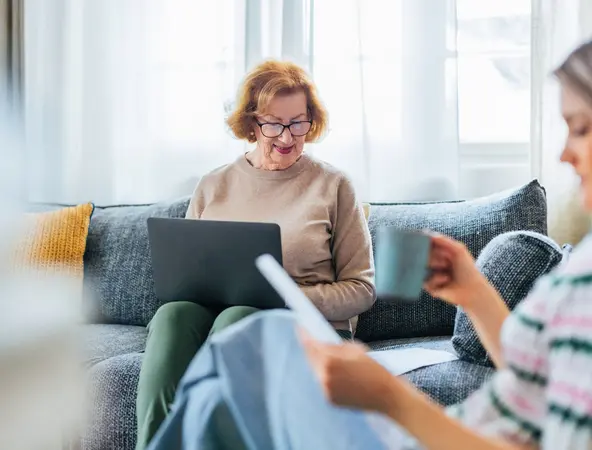 senior woman checking her laptop