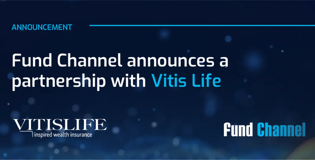 Fund Channel announces a partnership with Vitis Life in a professional graphic.