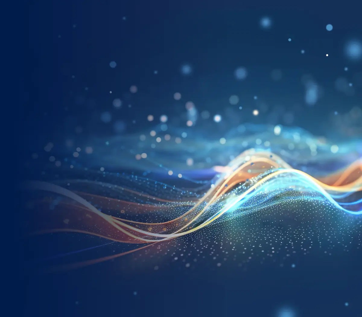Abstract wave patterns in blue tones, symbolizing financial dynamics and asset management.