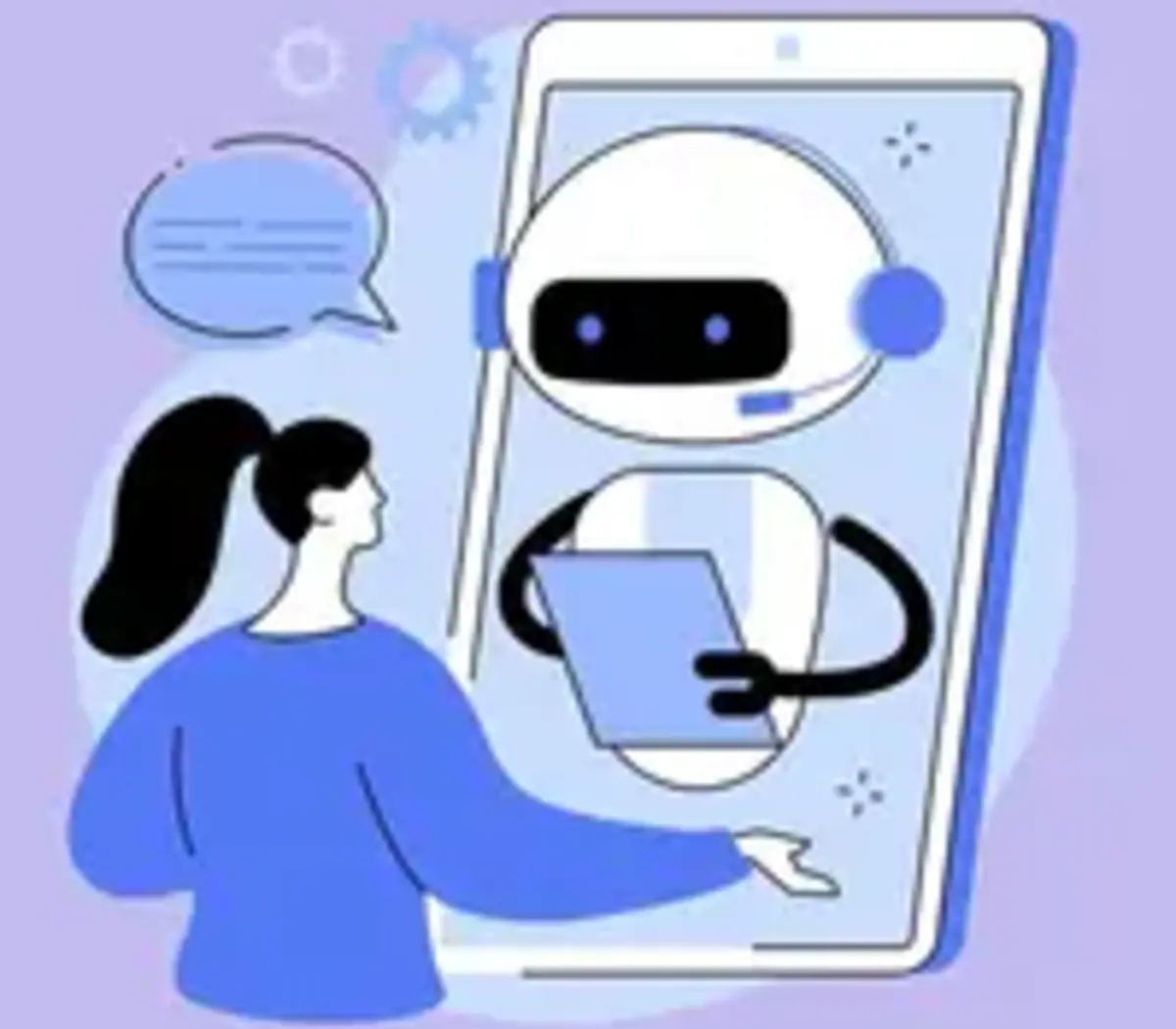 A financial expert interacting with a chatbot on a tablet, symbolizing investment management.