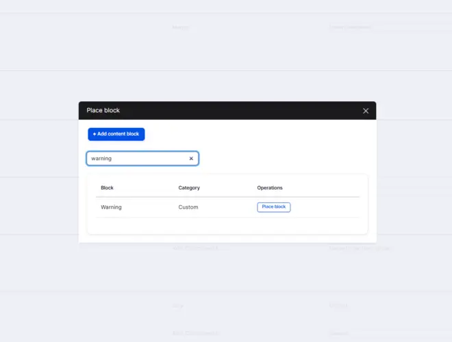 User interface showing a search function for asset management in financial services.