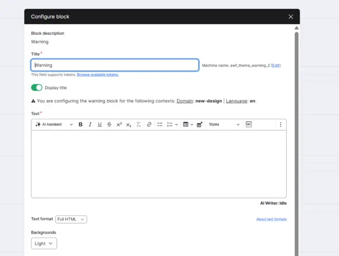 A screenshot of a configuration interface for an online banking platform.
