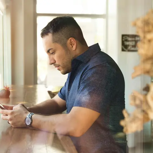 man watching phone